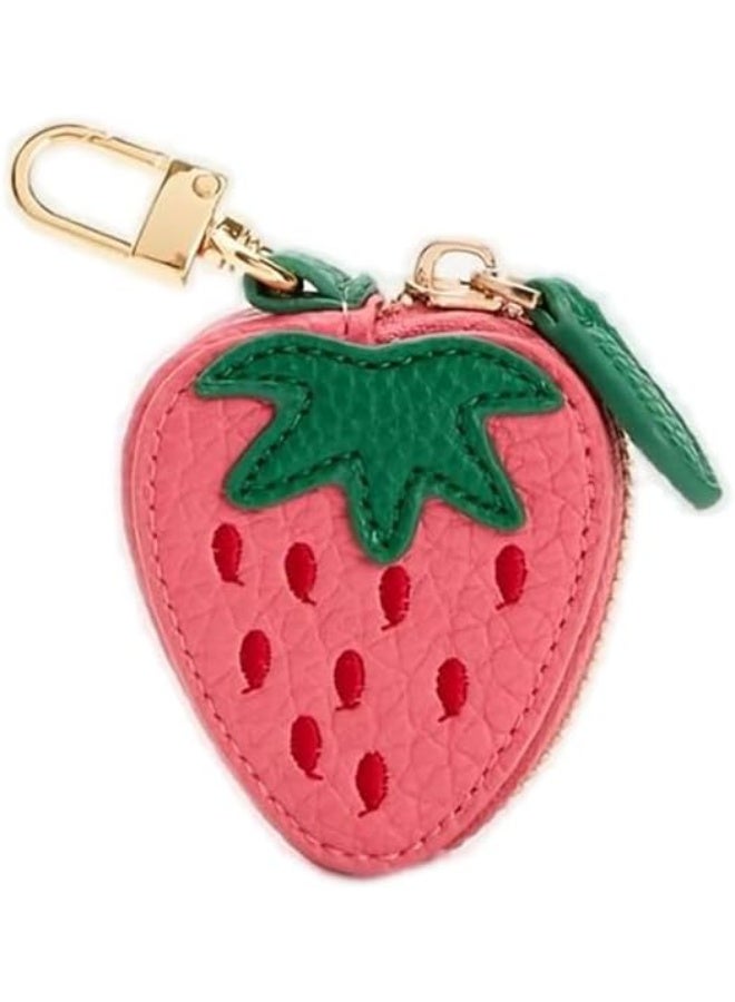 Strawberry Fruit Charm coin purse cute keychain mini pouch Wallet gift for girl women, Pink, Fashion - Image 1